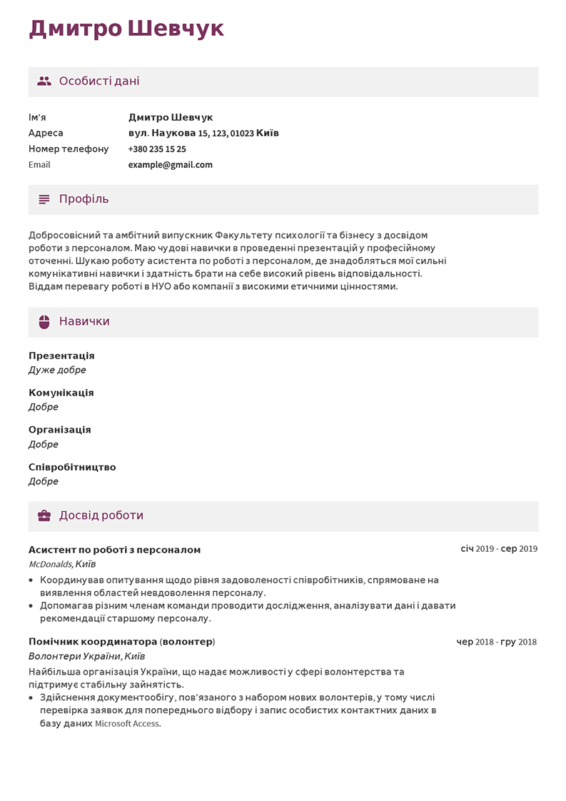 Зразки резюме будь-якої професії для пошуку роботи у 2024 року